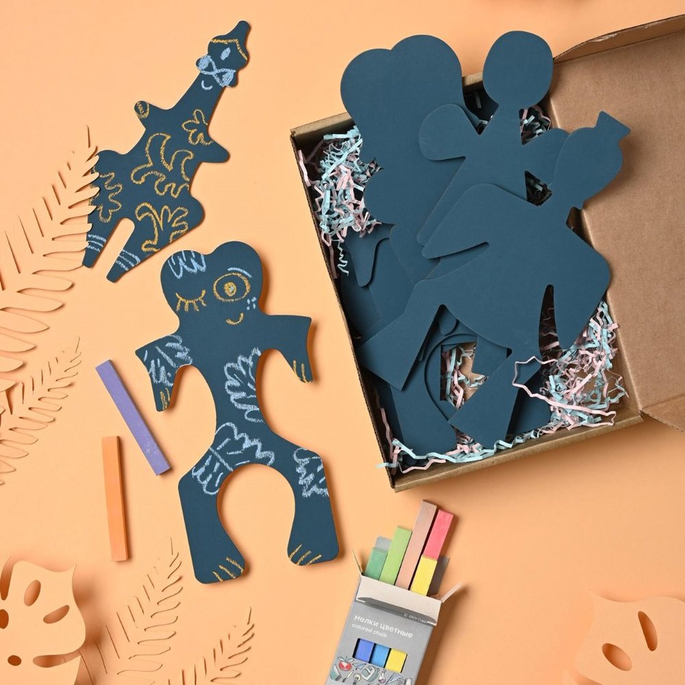 Mysterious shadolls “Africa” handmade wood playing and coloring dolls set